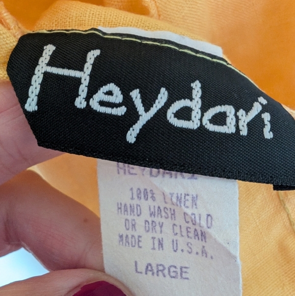 Heydari Linen Open Front Jacket Orange sz L - Picture 4 of 5